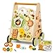 Giant bean Wooden Baby Walker with Activity Center Forest Themed Montessori Push Toy for Toddlers 13 Bead Maze Shape Sorter Gears Puzzles FineMotor Learning Speed Adjustable Wood Walker for First Steps - Image 2