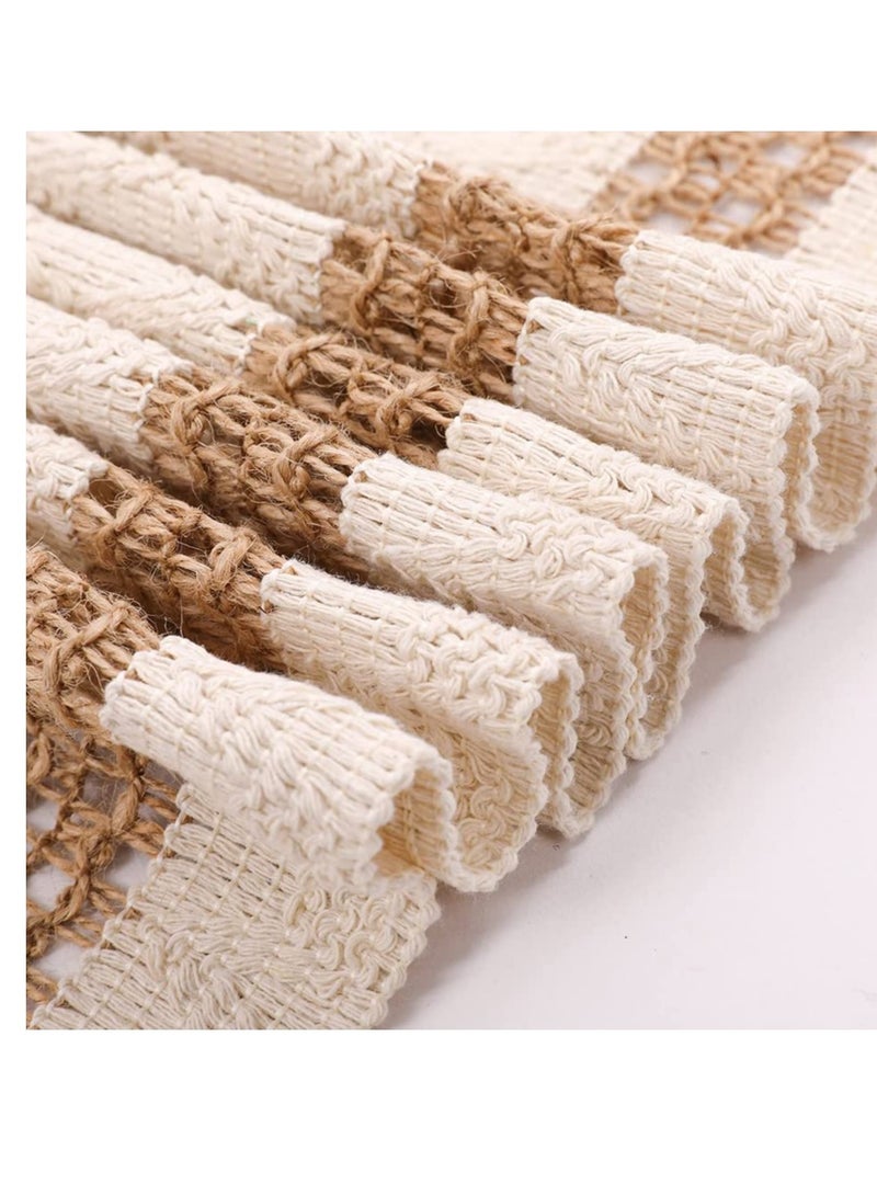 SYOSI Macrame Table Runner Boho Cotton Linen Table Runner Natural Burlap Table Runner with Tassels Bohemian Table Cloth Decoration for Wedding Party Farmhouse Dining Table Decor 12 x 71'' - Image 3