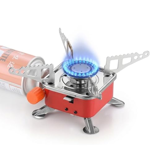 EYUVAA LABEL Portable Camping Stove for Travel Lightweight Backpack Butane Gas Burner, Compact Cooking Stove, Small Foldable Gas Stove for Hiking, Travel, Outdoor Cooking, and Camping (Pack of 1) - Image 1