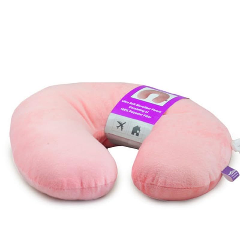 VIAGGI Feather Soft Microfiber Pink Neck Pillow VIA0066 - Image 3