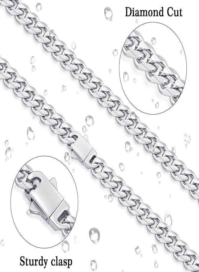 Fiusem سلسلة كوبية رجالية من فيوسيم، مطلية بالذهب عيار 14 قيراطًا، بلون فضي/أسود/3.5 مم، مصنوعة من الفولاذ المقاوم للصدأ، متوفرة بأطوال 16، 18، 20، 22، 24، 26، 28 بوصة، 24 بوصة، بدون أحجار كريمة. - Image 4