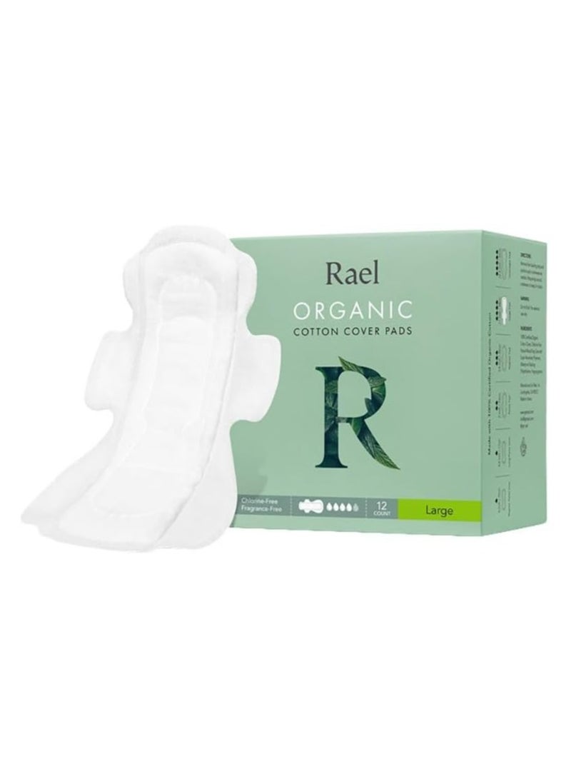 Rael Organic Cotton Sanitary Pads Large 12 Pads Made for Sensitive Skin With Natural Breathable Comfort for All Day Rash Free Period Protection - Image 1