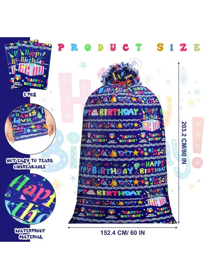 Teling 2 Pcs 80 x 60 in Jumbo Bike Gift Bags Extra Large Birthday Gift Bags Large Plastic Present Bags Birthday Gift Sack for Heavy Large Birthday Party Gifts Bags Baby Shower Favors Bag(Blue) - Image 2