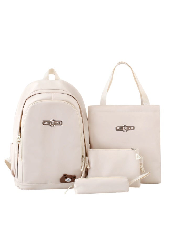 NIBEMINENT 2025 New Solid Color Letter Print Student Backpack - INS Style - Image 1