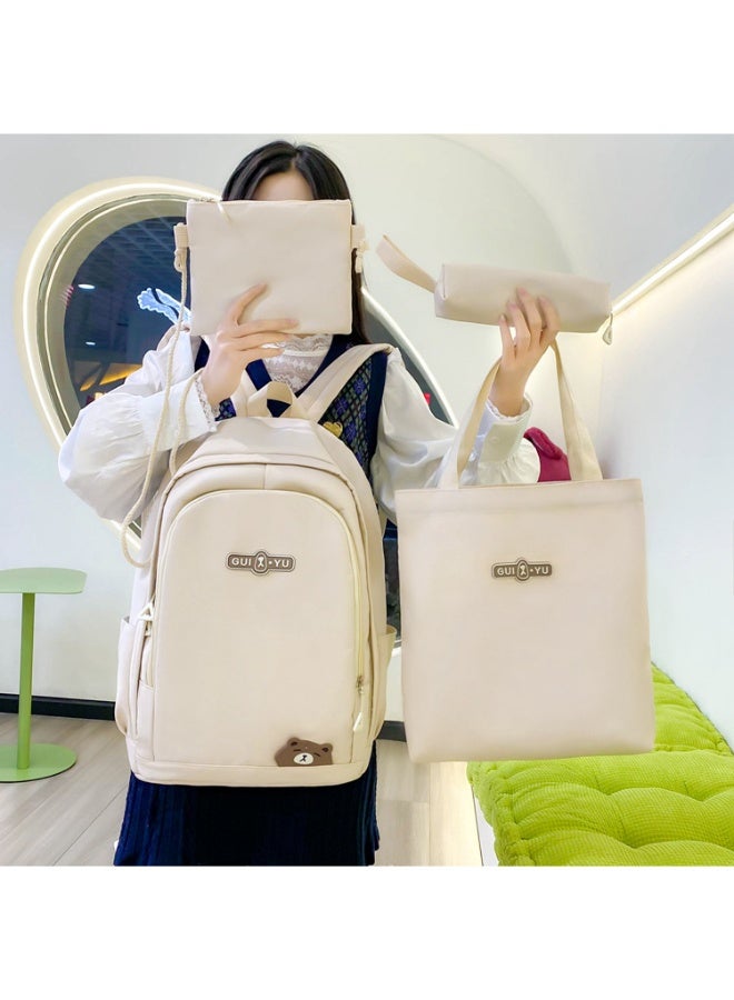 NIBEMINENT 2025 New Solid Color Letter Print Student Backpack - INS Style - Image 3