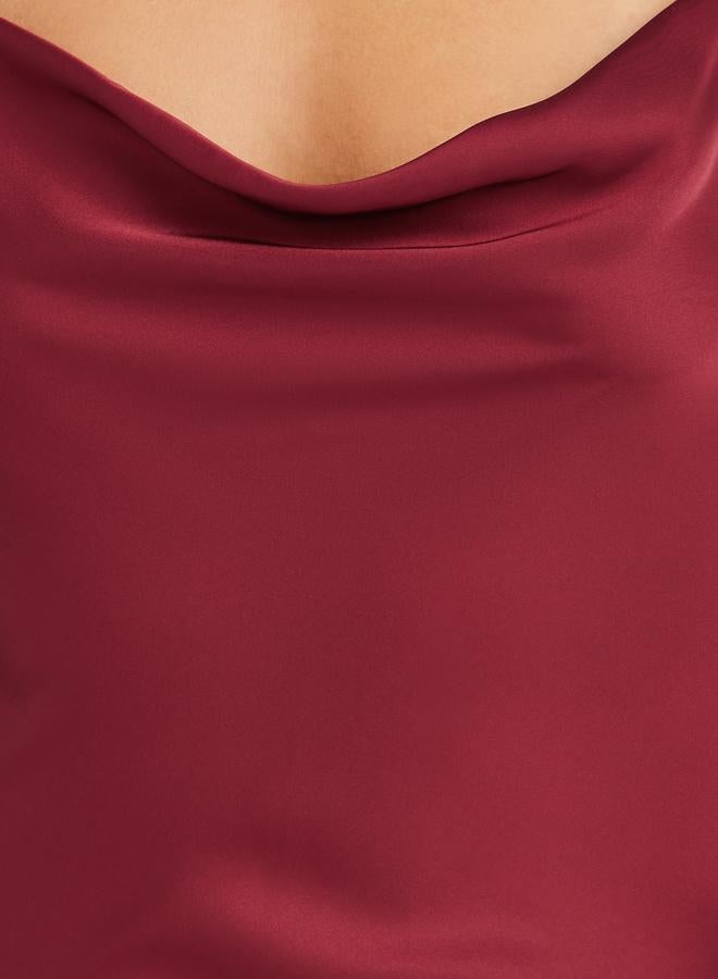Styli Styli Cowl Neck Ruffle Detail Satin Slip Dress  - Image 2