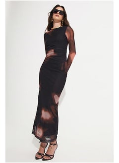 JUNE June Women's Crew Neck Ruched Detailed Maxi Dress  - Image 4