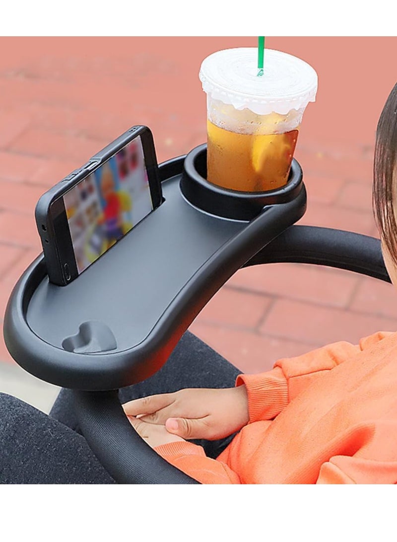 Baby Stroller Snack Tray with Cup Holder, Child Snack Tray Multifunction Stroller Organizer, Universal Pram Cup Holder Snack Tray, Universal Stroller Tray - Image 2