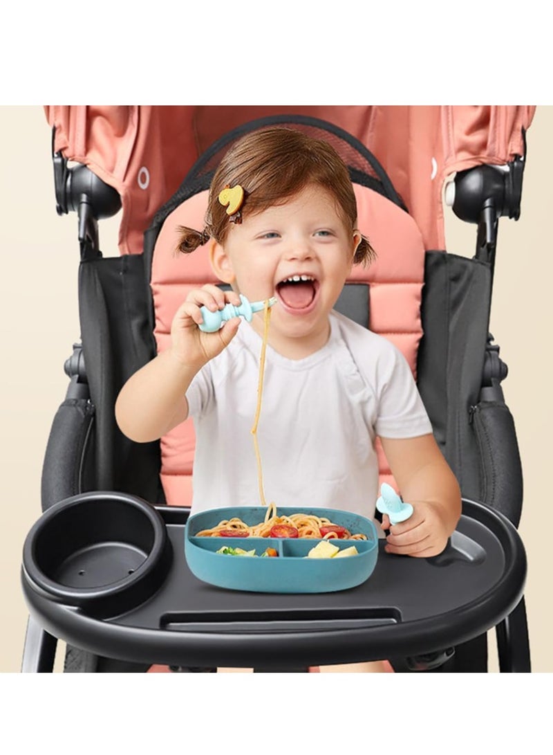 Baby Stroller Snack Tray with Cup Holder, Child Snack Tray Multifunction Stroller Organizer, Universal Pram Cup Holder Snack Tray, Universal Stroller Tray - Image 3