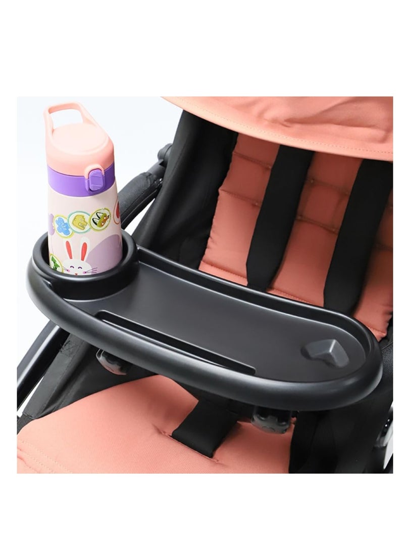 Baby Stroller Snack Tray with Cup Holder, Child Snack Tray Multifunction Stroller Organizer, Universal Pram Cup Holder Snack Tray, Universal Stroller Tray - Image 1