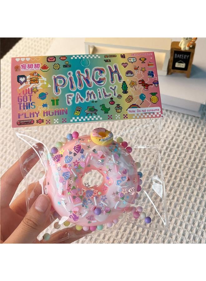 Pink Donut Taba Squishy Toys, Quiet Squishy Fidget Toys for Kids and Adults Relieve Stress, Anxiety, ADHD Autism Sensory Toys, Relief Calming Fidget Toy Gift for Birthday
