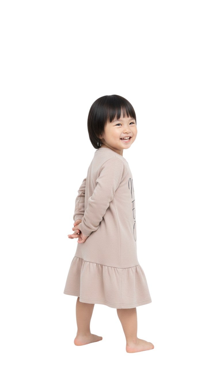Bongo Kids Wear Plain Casual Milton Midi Dress for Girls - Beige - Image 3