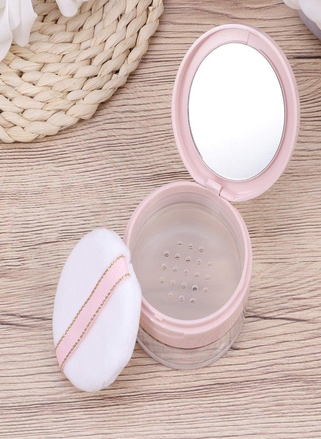 SOLUSTRE حاوية مسحوق فضفاض فارغة مع إسفنجة علبة مسحوق وجه بلاستيكية قابلة لإعادة التعبئة مع مصفاة، وردي - Image 2