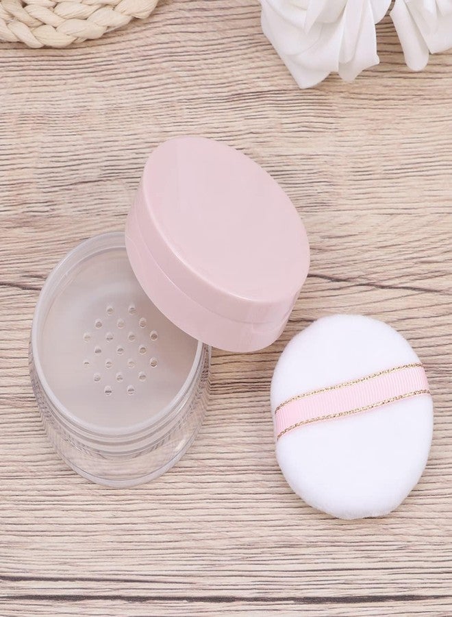 SOLUSTRE حاوية مسحوق فضفاض فارغة مع إسفنجة علبة مسحوق وجه بلاستيكية قابلة لإعادة التعبئة مع مصفاة، وردي - Image 4