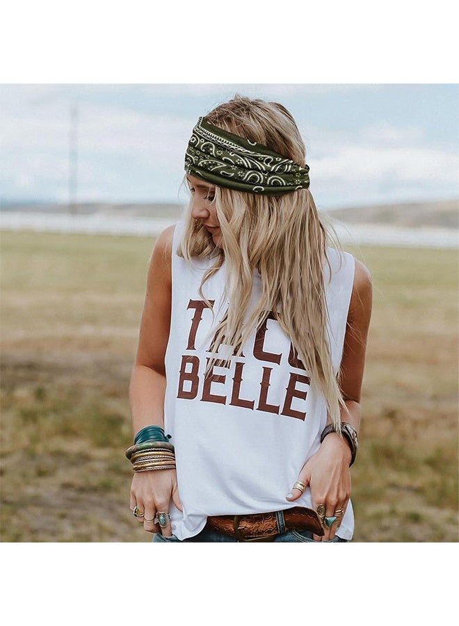 جيفت ٤ قطع من عصابات رأس بوهو للنساء، عصابات شعر عريضة بنقشة بيزلي عتيقة، عصابة رأس أفريقية كبيرة مرنة غير قابلة للانزلاق، مناسبة للتمارين الرياضية. - Image 2