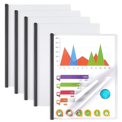 Coidea Report Covers with Sliding Bar, Clear Report Covers for A4 and Letter Size Paper, Resume Covers Presentation Folders File Document Binder for School Business, 70 Sheet Capacity - Image 1