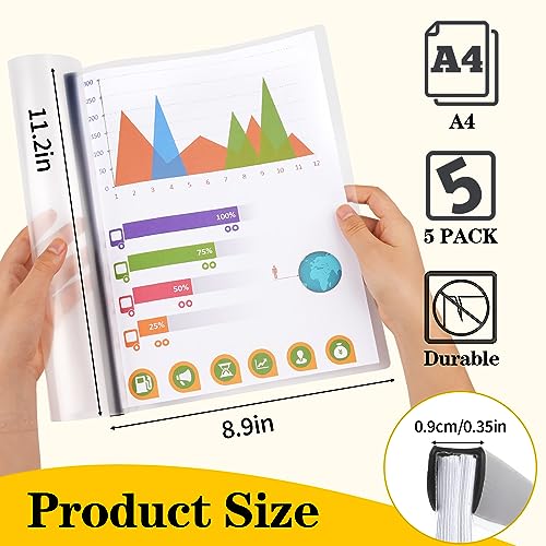 Coidea Report Covers with Sliding Bar, Clear Report Covers for A4 and Letter Size Paper, Resume Covers Presentation Folders File Document Binder for School Business, 70 Sheet Capacity - Image 2