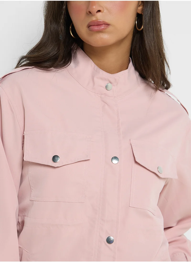 Ginger Button Up Utility Jacket