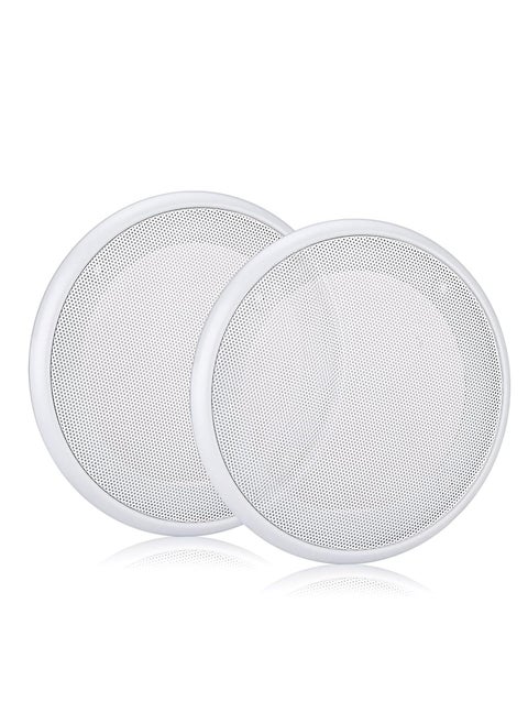 6.5in Ceiling Speaker Grille Covers, White Round Commercial Ceiling Speaker Grill for 6.5 Inch Speaker, Speaker Decorative Ring DIY Speaker Accessory Part with 8 Mouting Screws (2PCS)