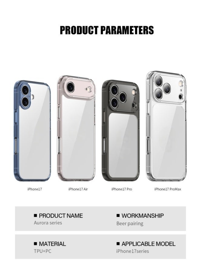 Ultra-thin protective case for iPhone 17 Air, MagSafe compatible, provides full protection for the camera lens, ultra-thin, lightweight, transparent, and minimalist protective phone case (transparent blue). - Image 4