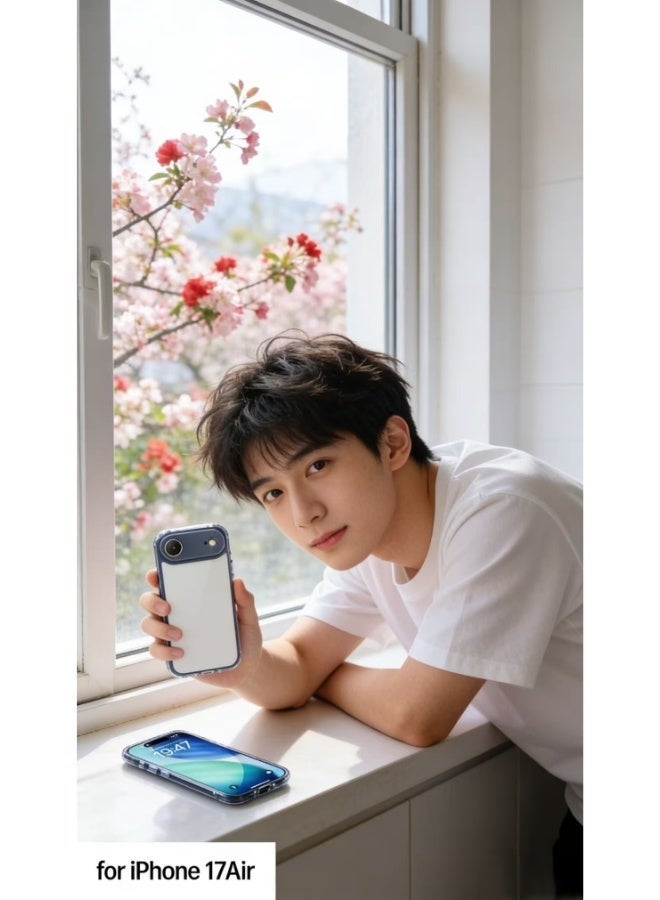 جراب واقٍ فائق النحافة لهاتف iPhone 17 Air، متوافق مع MagSafe، يوفر حماية كاملة لعدسة الكاميرا، جراب هاتف واقٍ فائق النحافة وخفيف الوزن وشفاف وبسيط (أزرق شفاف). - Image 2