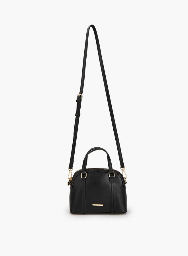 Flora Bella By Shoexpress Solid Crossbody with Detachable Strap and Zip Closure