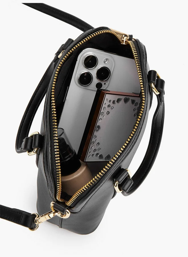 Flora Bella By Shoexpress Solid Crossbody with Detachable Strap and Zip Closure