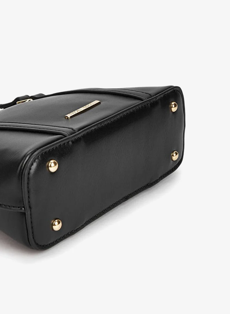 Flora Bella By Shoexpress BLACK Solid Crossbody with Detachable Strap and Zip Closure for Women | Best Price UAE