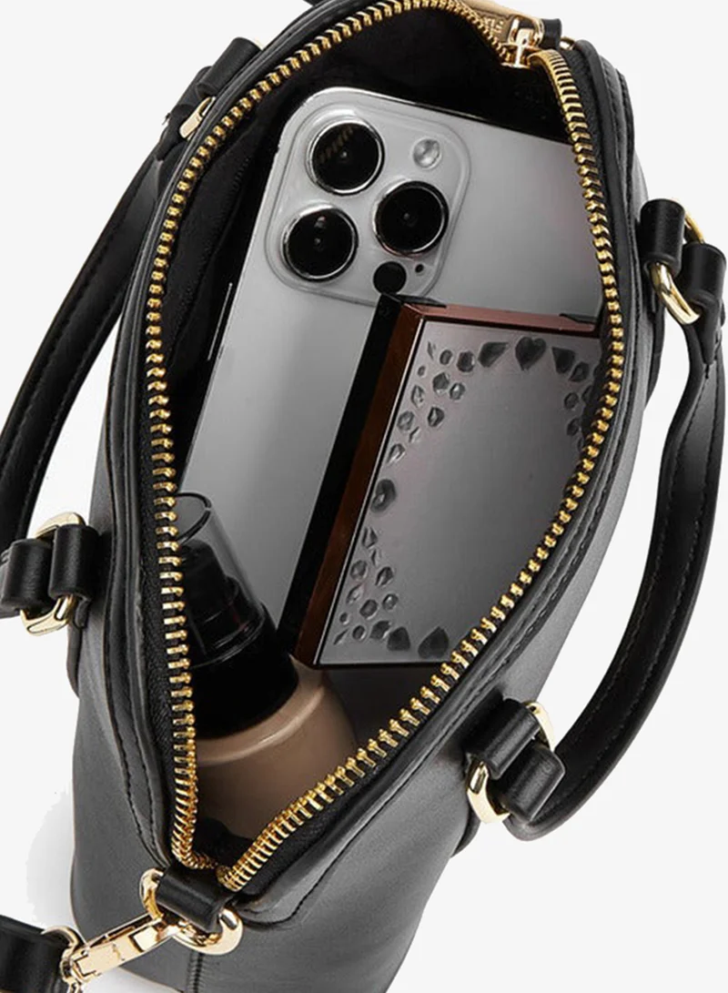 Flora Bella By Shoexpress BLACK Solid Crossbody with Detachable Strap and Zip Closure for Women | Best Price UAE