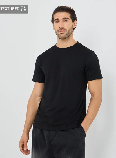 Styli Crew Neck Textured Regular Fit T-Shirt