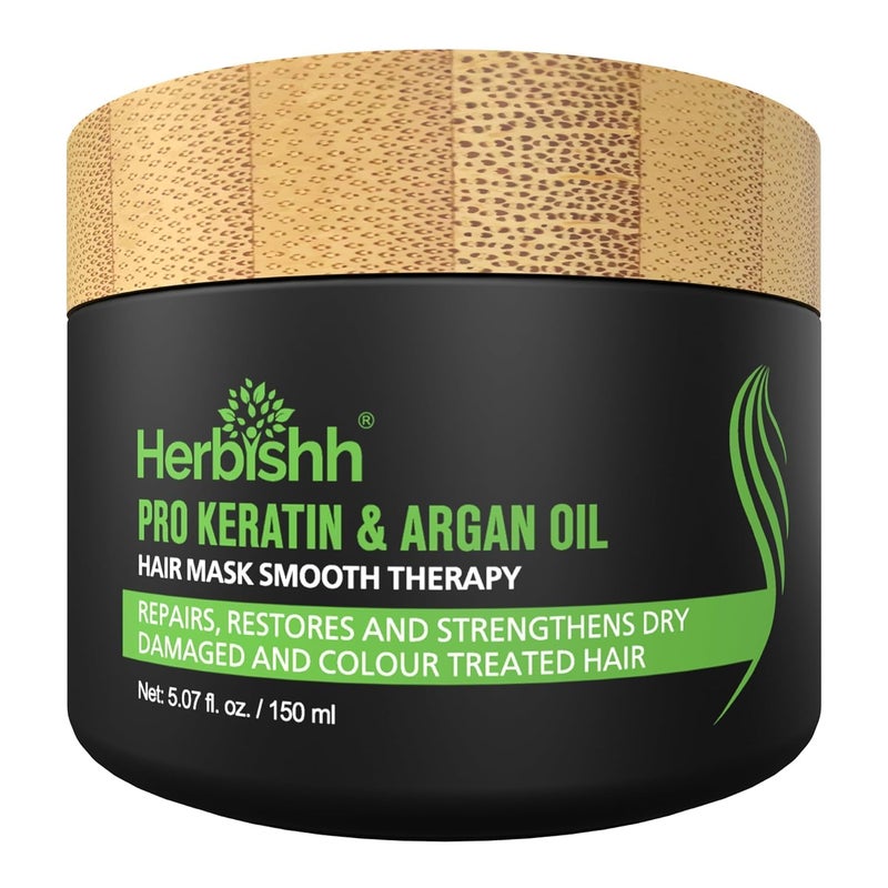 Herbishh Argan Hair MaskDeep Conditioning Hydration For Healthier Looking Hair for very Dry Weak Stressed Out Hair No Sulphates No Parabens 150 ML
