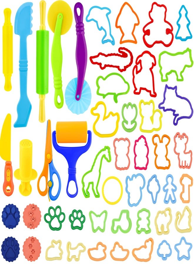 iShyan Dough Tools with 49 pcs Dough Tools Set,Rolling Pins,Animal Cutters,Molds,Scissors, Extruders for Creative Play - Image 1