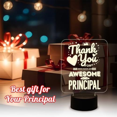 GIFTMEBAZAR Principal Appreciation Gift for Men Women | School Principal Gift | Decorative Acrylic Desk Table Lamp with Warm White Light |Home Office Desk Décor Light - Image 3