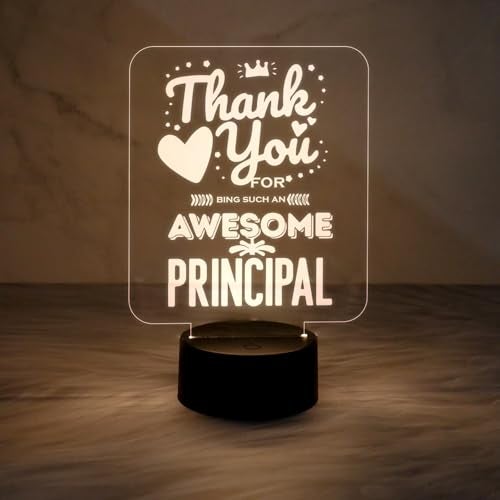 GIFTMEBAZAR Principal Appreciation Gift for Men Women | School Principal Gift | Decorative Acrylic Desk Table Lamp with Warm White Light |Home Office Desk Décor Light - Image 1