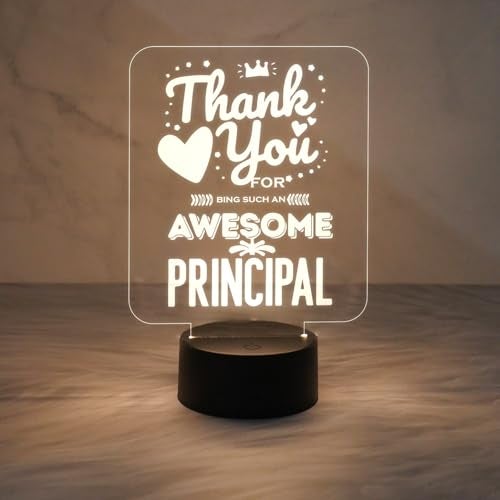 GIFTMEBAZAR Principal Appreciation Gift for Men Women | School Principal Gift | Decorative Acrylic Desk Table Lamp with Warm White Light |Home Office Desk Décor Light - Image 2