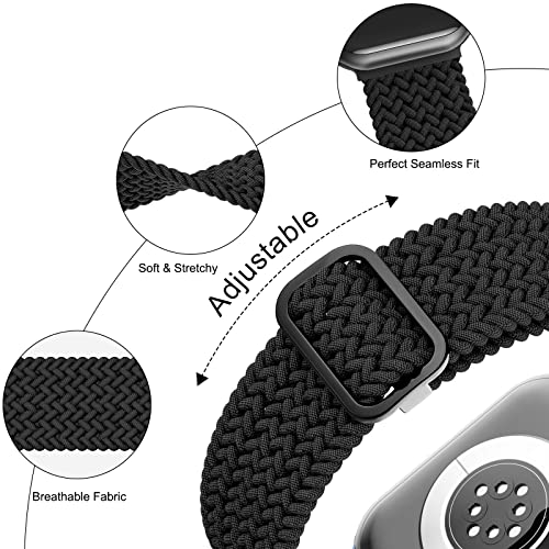 Meliya Braided Stretchy Band Compatible for Apple Watch Strap 38mm 40mm 41mm 42mm 44mm 45mm 46mm 49mm for Women Men, Nylon Elastic Wristbands for iWatch Series 10 9 8 7 6 SE 5 4 3 2 Ultra Ultra 2 - Image 2