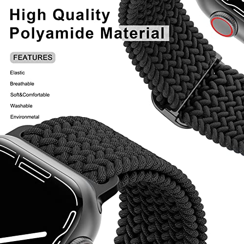 Meliya Braided Stretchy Band Compatible for Apple Watch Strap 38mm 40mm 41mm 42mm 44mm 45mm 46mm 49mm for Women Men, Nylon Elastic Wristbands for iWatch Series 10 9 8 7 6 SE 5 4 3 2 Ultra Ultra 2 - Image 5