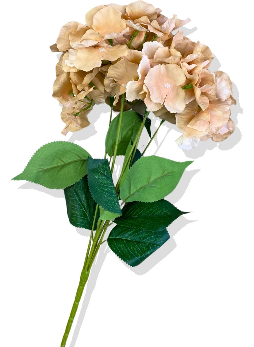 Cihan Çiçekçilik Artificial Cream Salmon Hydrangea Bunch 35 cm 5 Branches  - Image 3