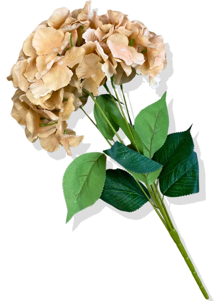 Cihan Çiçekçilik Artificial Cream Salmon Hydrangea Bunch 35 cm 5 Branches  - Image 2