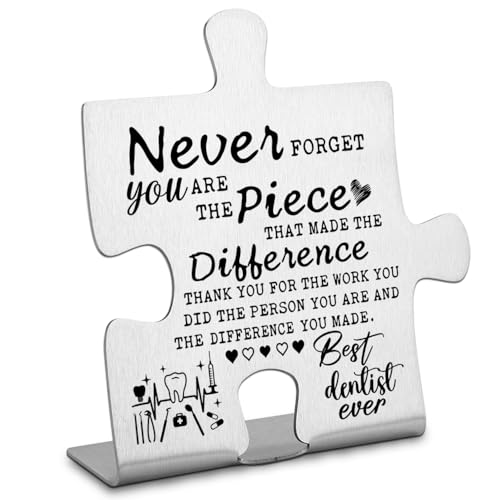 FOKCBOCM Thank you Appreciation gifts for Dentist Decor Sign, Going Away Gift Retirement Gift for Dentist, Never forget you are the Piece that Made the Difference, Unique Gifts for Dentist-DX143 - Image 1