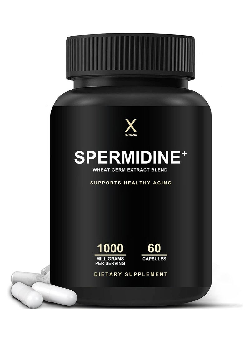 HUMANX - Spermidine+  - Spermidine-Rich Wheat Germ Extract & Zinc to Activate Cellular Renewal - Non-GMO, Spermidine Capsules - Supports Healthy Aging - Spermidine Supplement - Image 1