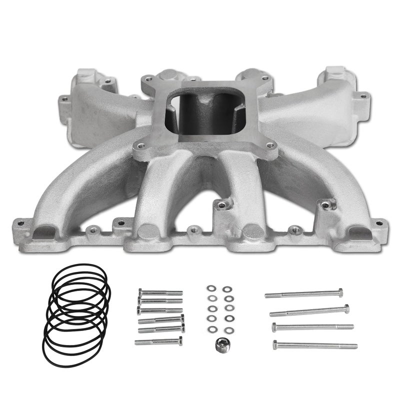JGhyperX 300-137 LS Mid-Rise EFI Intake Manifold Aluminum Single Plane Compatible with Chevy Small Block SBC 1997-2019 Cathedral Port fit for GM LS1/LS2/LS6 V8 4.8L 5.3L 5.7L 6.0L - Image 1