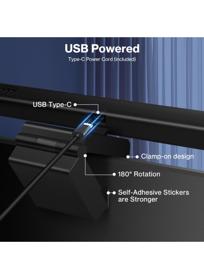 Miya Computer Monitor Light,  for Eye Caring LED Dimmable Screen Light Bar, 7 RGB Light Modes，3 Color Temperature Mode Light Bar, Touch Control USB Powered Monitor Lamp for Desk/Office/Home/Game - Image 5