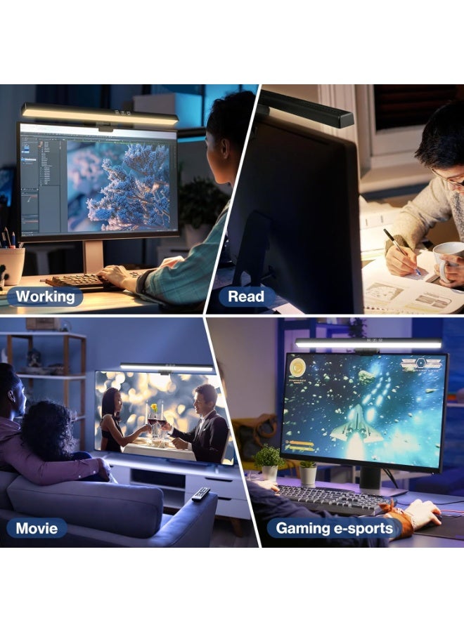 Miya Computer Monitor Light,  for Eye Caring LED Dimmable Screen Light Bar, 7 RGB Light Modes，3 Color Temperature Mode Light Bar, Touch Control USB Powered Monitor Lamp for Desk/Office/Home/Game - Image 4