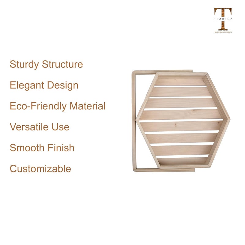 Timberz Wooden Gift Basket Empty Gift Hamper Basket for Gifting Packing Storage Premium Hexagonal Wood Basket with Handle for Decor Fruit Arrangement XLarge Natural Colour Pine Tokri - Image 3