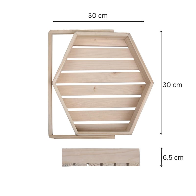 Timberz Wooden Gift Basket Empty Gift Hamper Basket for Gifting Packing Storage Premium Hexagonal Wood Basket with Handle for Decor Fruit Arrangement XLarge Natural Colour Pine Tokri - Image 2