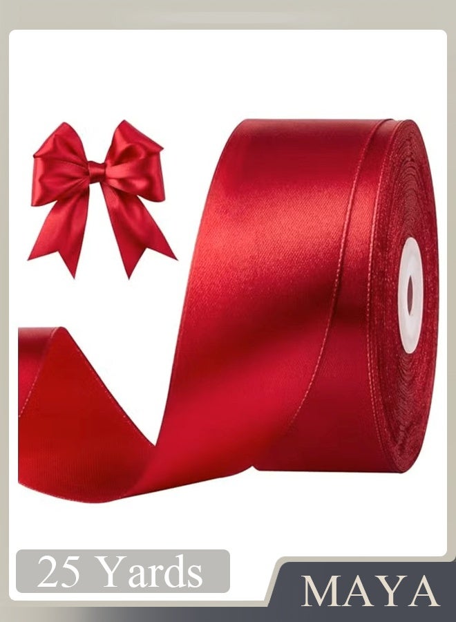مايا شريط بورغندي، عرض 1.5 بوصة، طول 25 ياردة، مصنوع من قماش الساتان بلون أحمر خمري، مثالي لتغليف الهدايا، وتزيين أكاليل عيد الميلاد، وزينة شجرة عيد الميلاد، وصنع الأقواس، والأعمال اليدوية، ومشاريع الخياطة، وحفلات الزفاف. - Image 1