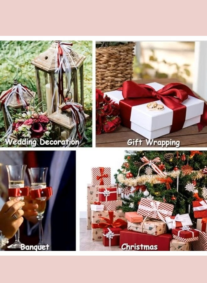 مايا شريط بورغندي، عرض 1.5 بوصة، طول 25 ياردة، مصنوع من قماش الساتان بلون أحمر خمري، مثالي لتغليف الهدايا، وتزيين أكاليل عيد الميلاد، وزينة شجرة عيد الميلاد، وصنع الأقواس، والأعمال اليدوية، ومشاريع الخياطة، وحفلات الزفاف. - Image 5