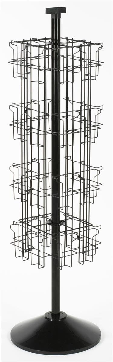 Displays2go Black Wire Rotating Display Rack with 32 Pockets for 4 x 9 Brochures 57  FreeStanding Rack with Attached Sign Clip WSFB432 - Image 1