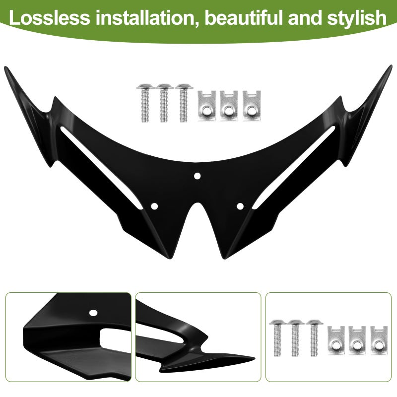 XIDAODIT for Kawasaki Ninja 500 Z500 Ninja500 Motorcycle Front Fairing Winglet Aerodynamic Spoiler Beak Nose Cone Extension Fixed Wing Kit (Black) - Image 5